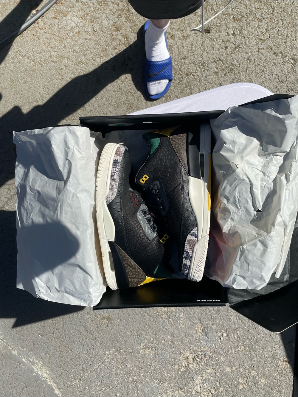 Jordan Men Sneakers Black with Green and Yellow Accents